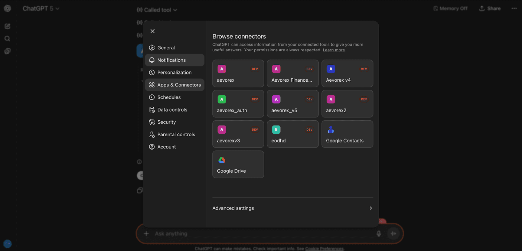 ChatGPT Browse Connectors
