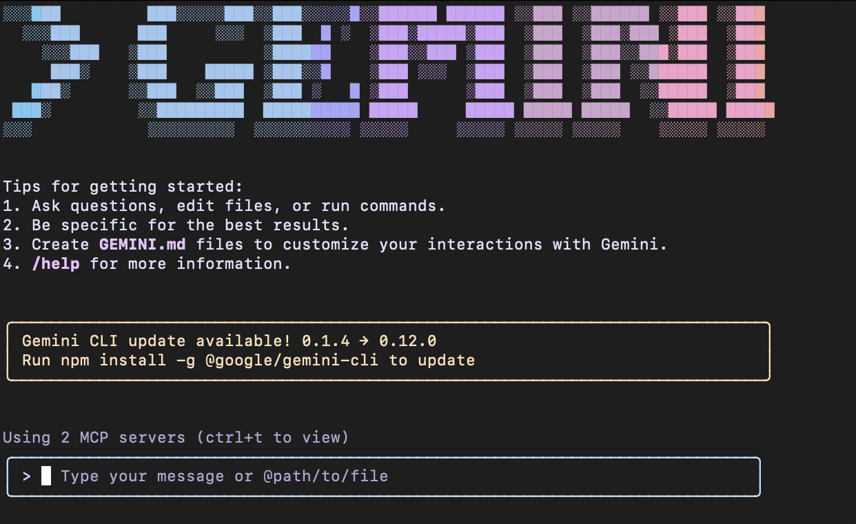 Gemini CLI startup screen